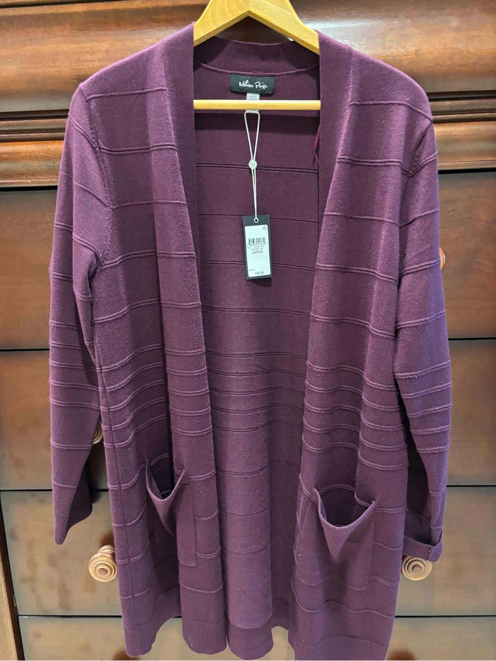 Melissa Paige Lavender Purple Open-Front Knit Cardigan